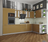 Готовая кухня Интерлиния Мила Пластик 1.88x3.4 правая (капучино/капучино глянец/опал светлый) - фото2