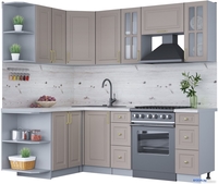 Готовая кухня Интерлиния Мила Шато 1.5x2.2 левая (луна/луна/бискайская сосна) - фото