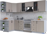 Готовая кухня Интерлиния Тренд 1.5x2.9 левая (луна/луна/бискайская сосна) - фото