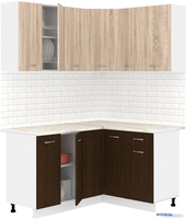 Готовая кухня Кортекс-мебель Корнелия Лира 1.5x1.3 (дуб сонома/венге/королевский опал) - фото