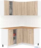Готовая кухня Кортекс-мебель Корнелия Лира 1.5x1.3 (дуб сонома/дуб бунратти) - фото