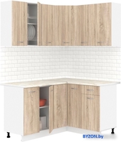 Готовая кухня Кортекс-мебель Корнелия Лира 1.5x1.3 (дуб сонома/королевский опал) - фото