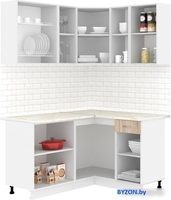 Готовая кухня Кортекс-мебель Корнелия Лира 1.5x1.3 (дуб сонома/королевский опал) - фото2