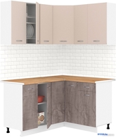 Готовая кухня Кортекс-мебель Корнелия Лира 1.5x1.3 (капучино/оникс/дуб бунратти) - фото