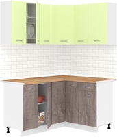 Готовая кухня Кортекс-мебель Корнелия Лира 1.5x1.3 (салатовый/оникс/дуб бунратти) - фото