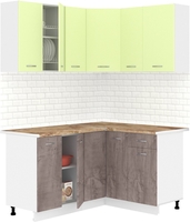 Готовая кухня Кортекс-мебель Корнелия Лира 1.5x1.3 (салатовый/оникс/мадрид) - фото