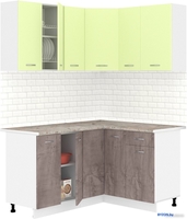 Готовая кухня Кортекс-мебель Корнелия Лира 1.5x1.3 (салатовый/оникс/марсель) - фото