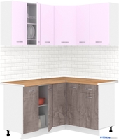 Готовая кухня Кортекс-мебель Корнелия Лира 1.5x1.3 (сирень/оникс/дуб бунратти) - фото