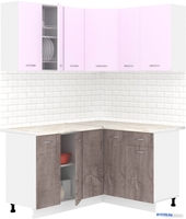 Готовая кухня Кортекс-мебель Корнелия Лира 1.5x1.3 (сирень/оникс/королевский опал) - фото