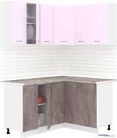 Готовая кухня Кортекс-мебель Корнелия Лира 1.5x1.3 (сирень/оникс/марсель) - фото