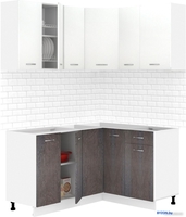 Готовая кухня Кортекс-мебель Корнелия Лира 1.5x1.3 без столешницы (белый/береза) - фото