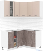 Готовая кухня Кортекс-мебель Корнелия Лира 1.5x1.3 без столешницы (капучино/оникс) - фото