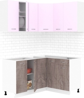 Готовая кухня Кортекс-мебель Корнелия Лира 1.5x1.3 без столешницы (сирень/оникс) - фото
