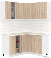 Готовая кухня Кортекс-мебель Корнелия Лира 1.5x1.4 (дуб сонома/королевский опал) - фото