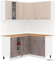Готовая кухня Кортекс-мебель Корнелия Лира 1.5x1.4 (капучино/оникс/дуб бунратти) - фото