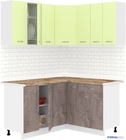 Готовая кухня Кортекс-мебель Корнелия Лира 1.5x1.4 (салатовый/оникс/мадрид) - фото