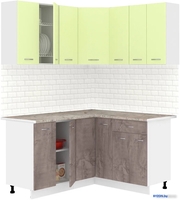 Готовая кухня Кортекс-мебель Корнелия Лира 1.5x1.4 (салатовый/оникс/марсель) - фото