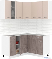 Готовая кухня Кортекс-мебель Корнелия Лира 1.5x1.4 без столешницы (капучино/оникс) - фото