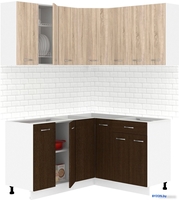 Готовая кухня Кортекс-мебель Корнелия Лира 1.5x1.4 без столешницы (дуб сонома/венге) - фото