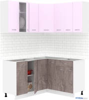 Готовая кухня Кортекс-мебель Корнелия Лира 1.5x1.4 без столешницы (сирень/оникс) - фото