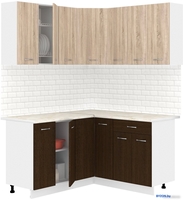 Готовая кухня Кортекс-мебель Корнелия Лира 1.5x1.5 (дуб сонома/венге/королевский опал) - фото