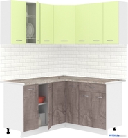 Готовая кухня Кортекс-мебель Корнелия Лира 1.5x1.5 (салатовый/оникс/марсель) - фото