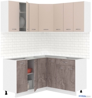 Готовая кухня Кортекс-мебель Корнелия Лира 1.5x1.5 без столешницы (капучино/оникс) - фото
