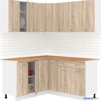 Готовая кухня Кортекс-мебель Корнелия Лира 1.5x1.7 (дуб сонома/дуб бунратти) - фото