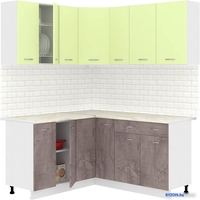 Готовая кухня Кортекс-мебель Корнелия Лира 1.5x1.7 (салатовый/оникс/королевский опал) - фото
