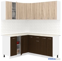 Готовая кухня Кортекс-мебель Корнелия Лира 1.5x1.8 (дуб сонома/венге/королевский опал) - фото