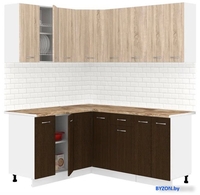 Готовая кухня Кортекс-мебель Корнелия Лира 1.5x1.8 (дуб сонома/венге/мадрид) - фото