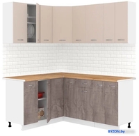 Готовая кухня Кортекс-мебель Корнелия Лира 1.5x1.8 (капучино/оникс/дуб бунратти) - фото