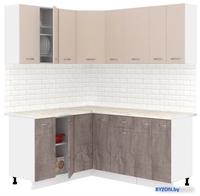 Готовая кухня Кортекс-мебель Корнелия Лира 1.5x1.8 (капучино/оникс/королевский опал) - фото