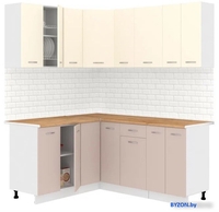 Готовая кухня Кортекс-мебель Корнелия Лира 1.5x1.8 (крем/капучино/дуб бунратти) - фото