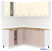 Готовая кухня Кортекс-мебель Корнелия Лира 1.5x1.8 (крем/капучино/мадрид) - фото