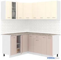 Готовая кухня Кортекс-мебель Корнелия Лира 1.5x1.8 (крем/капучино/марсель) - фото