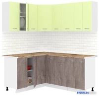 Готовая кухня Кортекс-мебель Корнелия Лира 1.5x1.8 (салатовый/оникс/мадрид) - фото