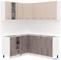 Готовая кухня Кортекс-мебель Корнелия Лира 1.5x1.8 Без столешницы (капучино/оникс) - фото