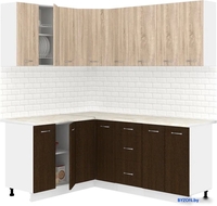 Готовая кухня Кортекс-мебель Корнелия Лира 1.5x1.9 (дуб сонома/венге/королевский опал) - фото