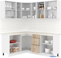 Готовая кухня Кортекс-мебель Корнелия Лира 1.5x1.9 (дуб сонома/королевский опал) - фото2