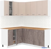 Готовая кухня Кортекс-мебель Корнелия Лира 1.5x1.9 (капучино/оникс/дуб бунратти) - фото