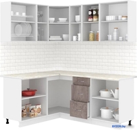 Готовая кухня Кортекс-мебель Корнелия Лира 1.5x1.9 (крем/оникс/королевский опал) - фото2