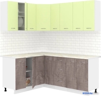 Готовая кухня Кортекс-мебель Корнелия Лира 1.5x1.9 (салатовый/оникс/королевский опал) - фото