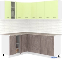 Готовая кухня Кортекс-мебель Корнелия Лира 1.5x1.9 (салатовый/оникс/марсель) - фото