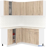 Готовая кухня Кортекс-мебель Корнелия Лира 1.5x2.0 (дуб сонома/королевский опал) - фото