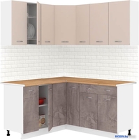 Готовая кухня Кортекс-мебель Корнелия Лира 1.5x2.0 (капучино/оникс/дуб бунратти) - фото