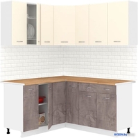 Готовая кухня Кортекс-мебель Корнелия Лира 1.5x2.0 (крем/оникс/дуб бунратти) - фото
