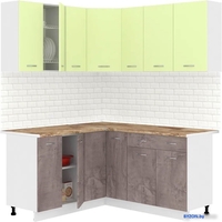 Готовая кухня Кортекс-мебель Корнелия Лира 1.5x2.0 (салатовый/оникс/мадрид) - фото
