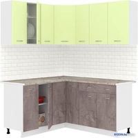 Готовая кухня Кортекс-мебель Корнелия Лира 1.5x2.0 (салатовый/оникс/марсель) - фото