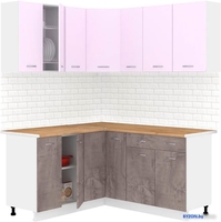 Готовая кухня Кортекс-мебель Корнелия Лира 1.5x2.0 (сирень/оникс/дуб бунратти) - фото